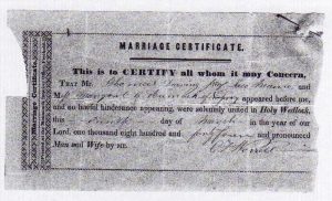 Image of Marriage Certificat for Thomas Dearing, Jr. and Margaret C, Aumock.