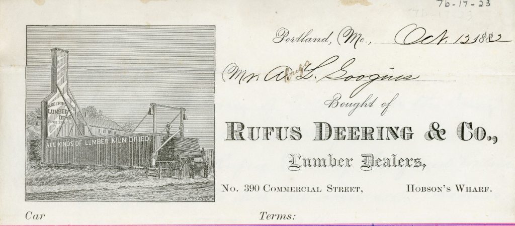 Rufus Deering & Co., Lumber Dealers Letterhead, c. 1882