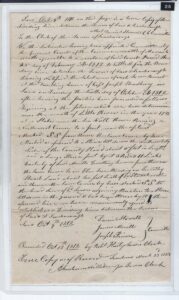 Image of the document establishing the dividing line between Saco and Scarborough, Maine. Dated 9 October 1812.