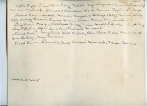 Back of photo: Black Point School - Class Photo c. 1934<br /> Newcomb Collection<br /> Accession Number 84.4.6