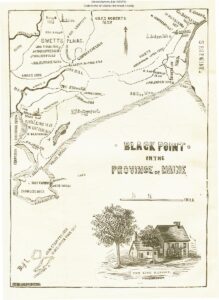 Historic map of Black Point in Scarborough, Maine, one of the earliest English settlement areas in the town.